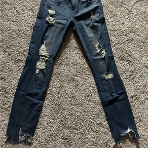 Express distressed cropped skinny jeans